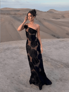 Lavinque Dresses Robe Bustier Longue | Tulle Transparent & Velours | Glamour Floral