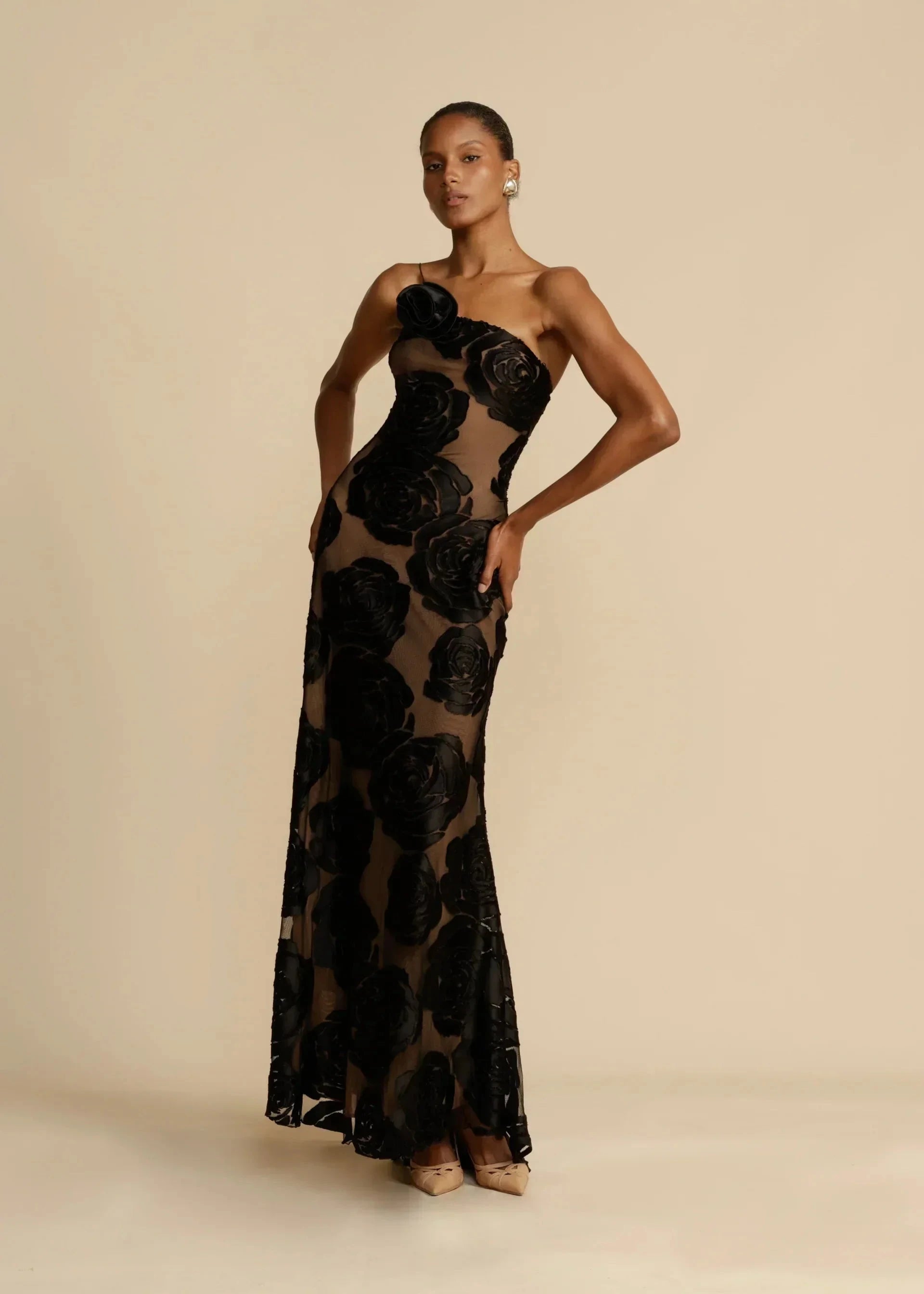 Lavinque Dresses Robe Bustier Longue | Tulle Transparent & Velours | Glamour Floral