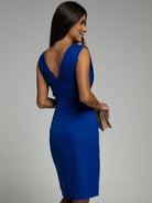 Lavinque Dresses Robe Fourreau Émeraude | Drapé Croisé | Élégante avec Fente