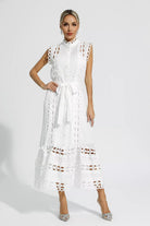 Lavinque Dresses Robe Longue Brodée | Bleu Ciel | Élégante et Structurée