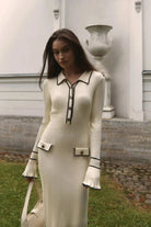 Lavinque Dresses Robe Tricotée Écrue | Boutonnée | Élégance Parisienne et Confort