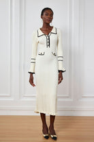 Lavinque Dresses Robe Tricotée Écrue | Boutonnée | Élégance Parisienne et Confort