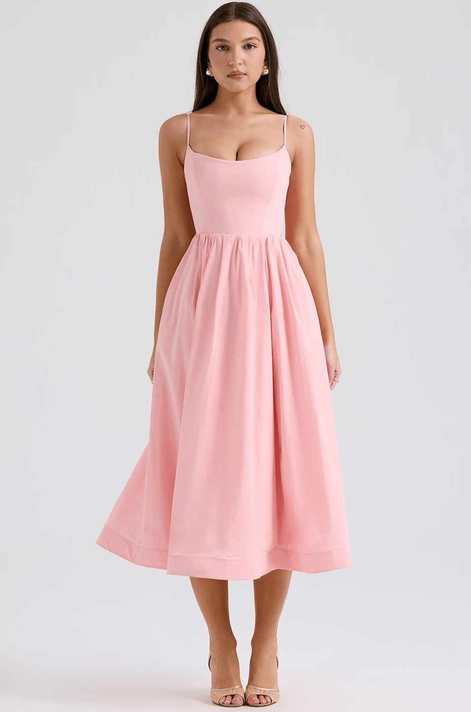 Lavinque Dresses Rose / XS Robe Blanche à Bretelles | Évasée | Minimaliste et Élégante