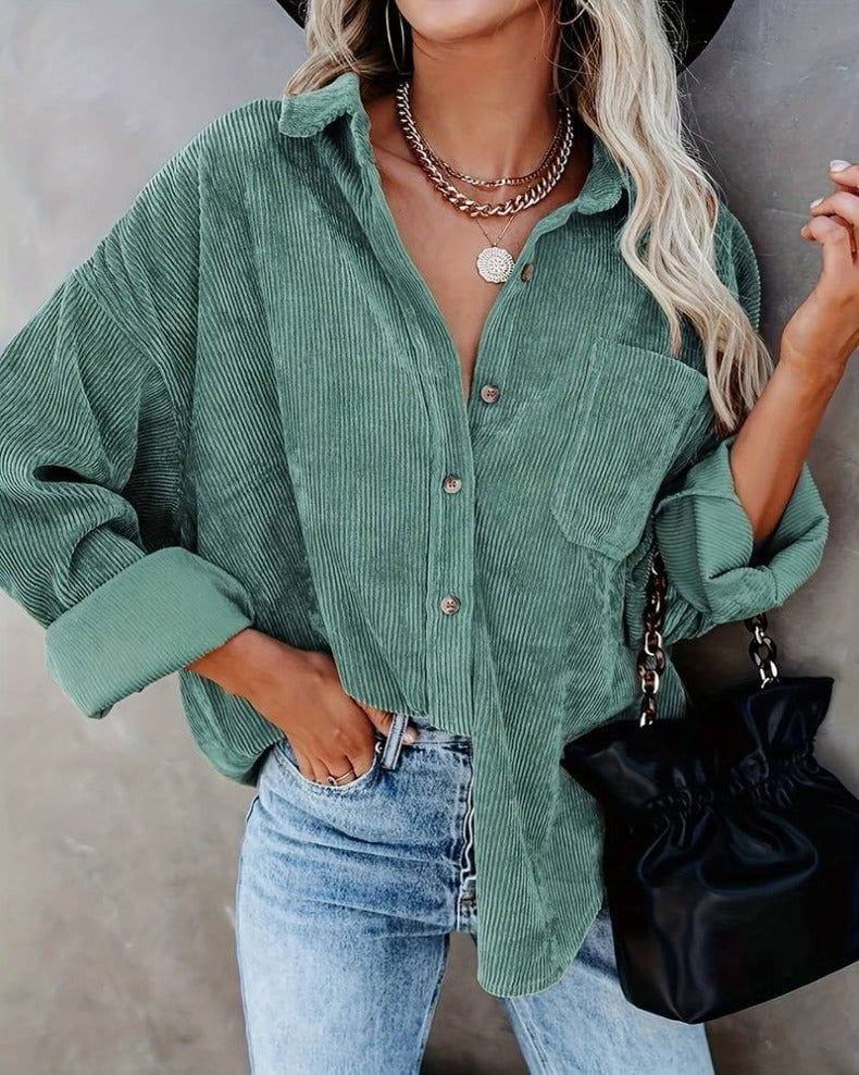 Lavinque Groen / S Bella | Vintage fluwelen overhemd