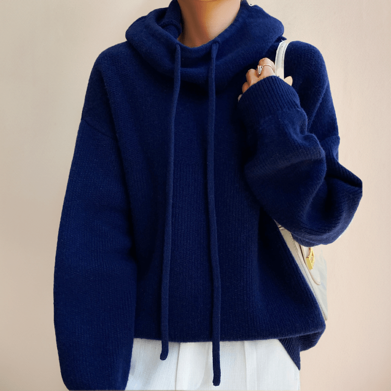 Lavinque Hoodies Bleu foncé / S Sweat à Capuche Oversize en Laine | Confort | Doux et Tendance