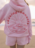 Lavinque Hoodies Coucher de soleil rose / S Hoodie Brodé Surf | Coton Mélangé | Confort et Vibes Océan