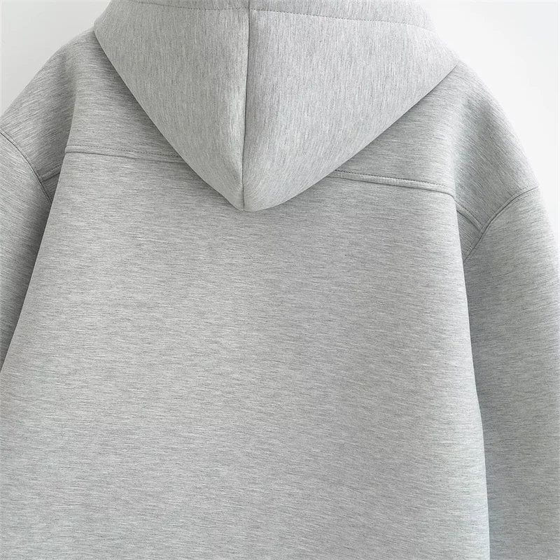 Lavinque Hoodies Hoodie Zippé Polaire Gris | Capuche & Poches | Chaud & Minimaliste
