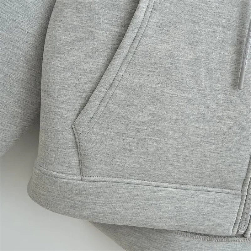 Lavinque Hoodies Hoodie Zippé Polaire Gris | Capuche & Poches | Chaud & Minimaliste