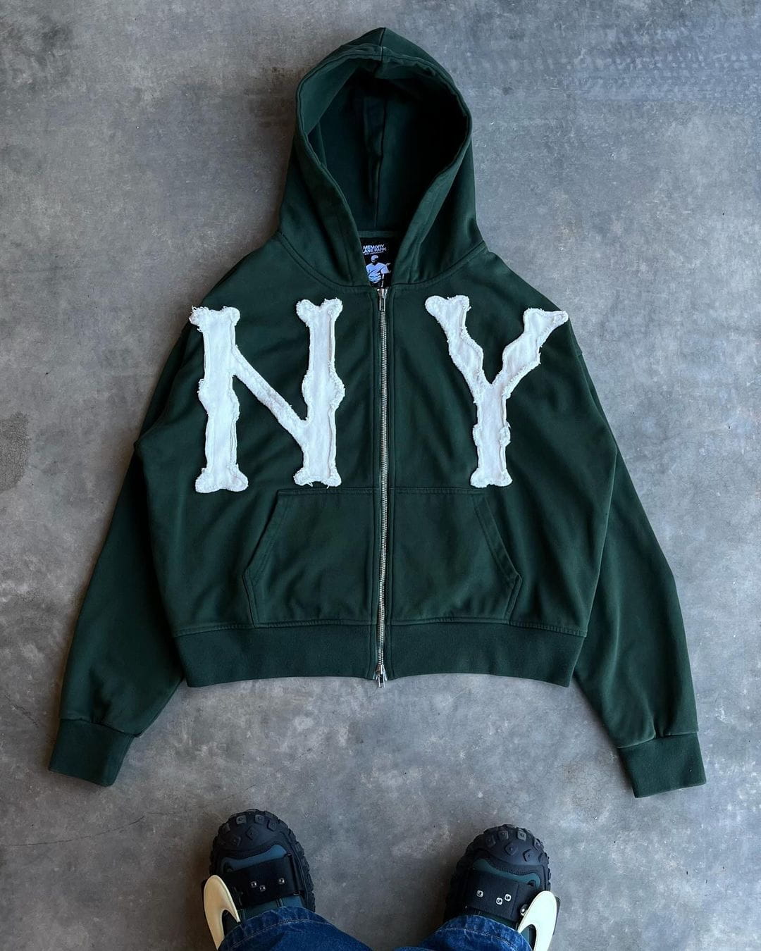Lavinque Hoodies Vert / S Hoodie Zippé NY Bleu Marine | Capuche & Style Urbain | Confort Streetwear