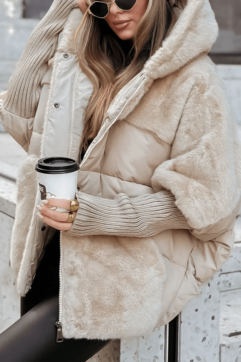 Lavinque Jacket Beige / S Doudoune Oversize avec Fausse Fourrure | Chaleur & Élégance | Style Hivernal Tendance