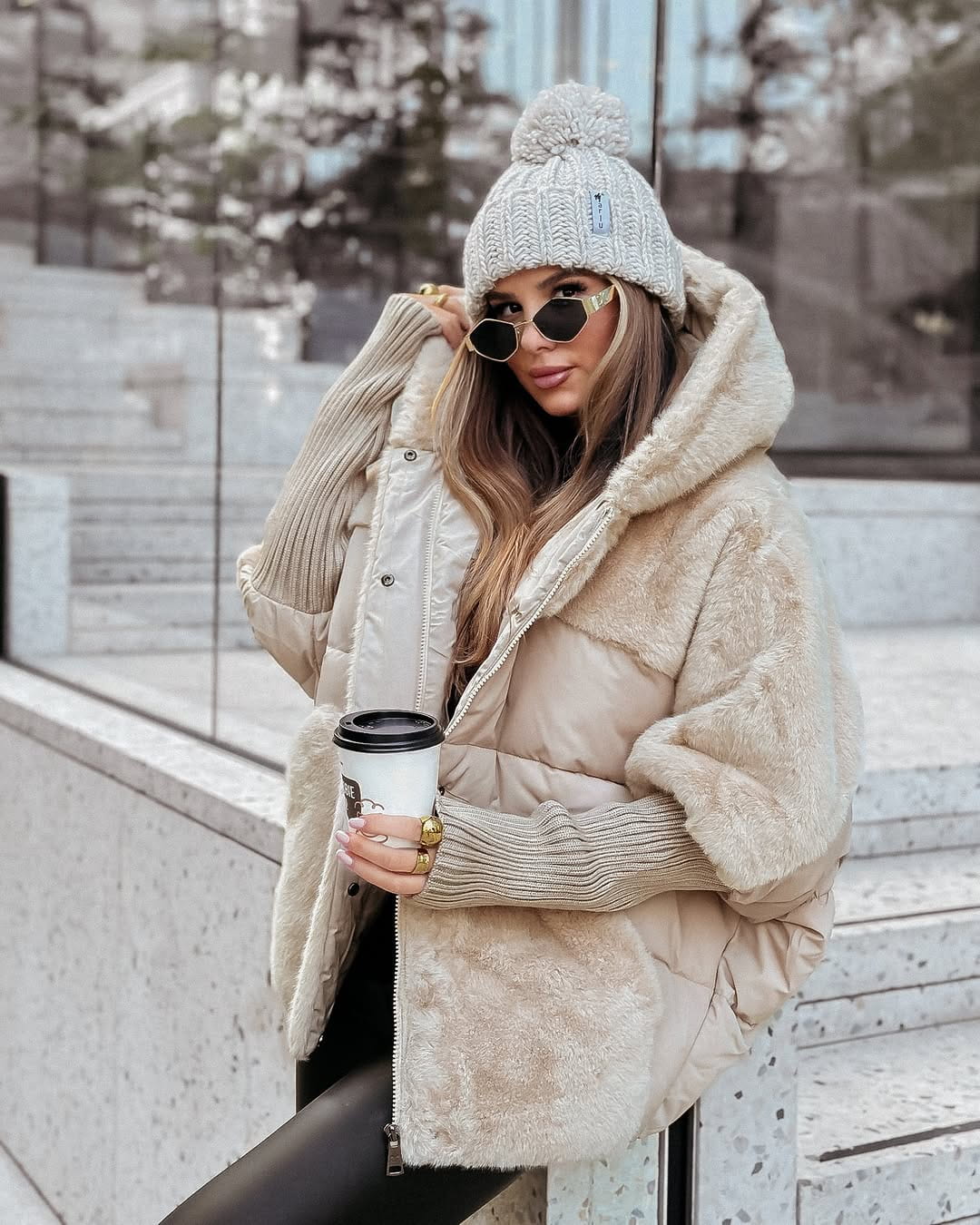 Lavinque Jacket Beige / S Doudoune Oversize | Effet Mouton & Matelassé | Chaleur et Style Hivernal