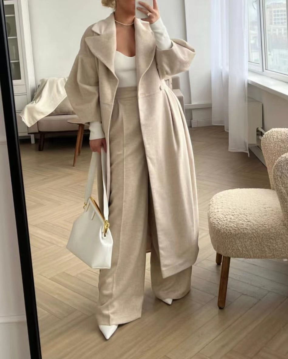 Lavinque Jacket Beige / S Manteau Long Élégant Ceinturé | Chic | Chaleur et Raffinement
