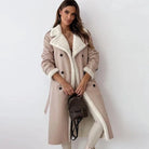 Lavinque Jacket Beige / S Manteau Long Femme | Effet Cuir & Doublure Mouton | Chaleur et Élégance