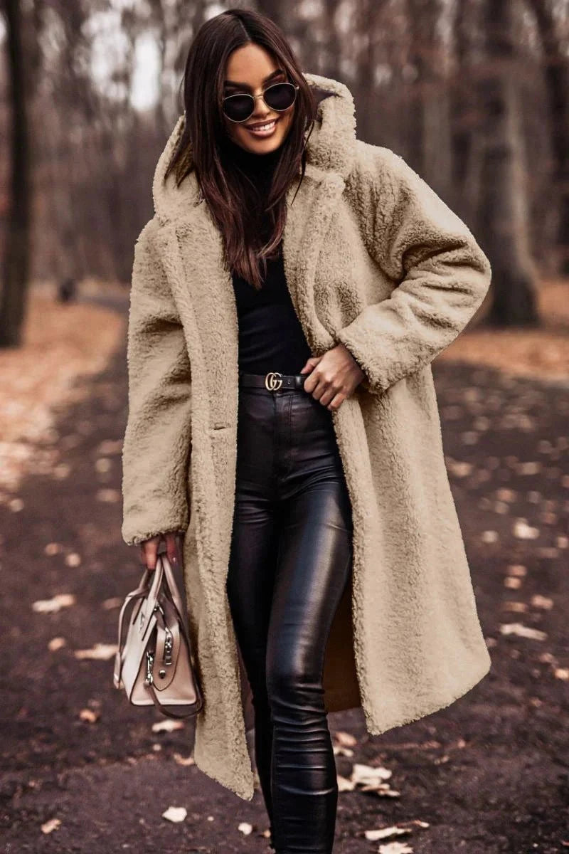 Lavinque Jacket Beige / S Manteau Long Femme | Effet Mouton & Chaleur | Élégance Hivernale