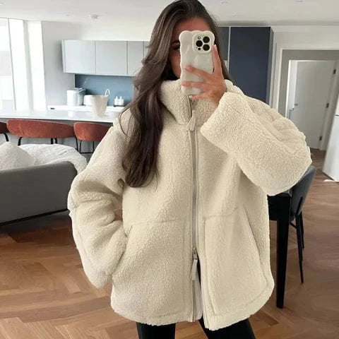 Lavinque Jacket Beige / S Veste en Polaire Teddy | Hiver | Douce et Confortable