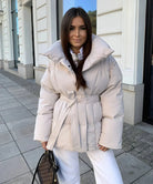Lavinque Jacket Beige / XS Doudoune Ceinturée | Ultra-Chaude & Élégante | Hiver Chic