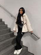 Lavinque Jacket Blanc crème / S Veste Effet Mouton | Oversize & Ultra-Chaude | Look Cocooning