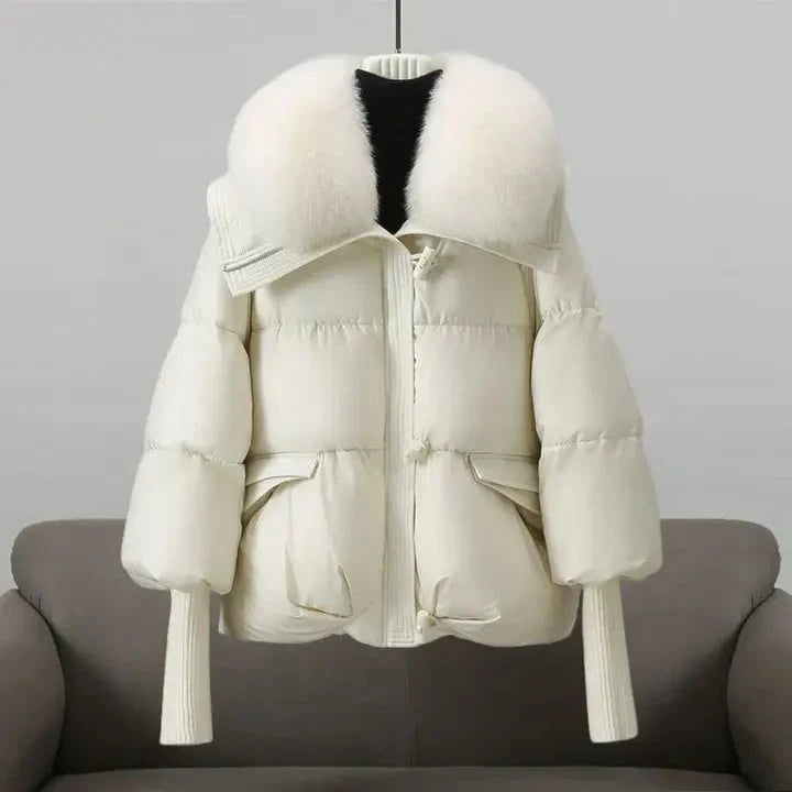 Lavinque Jacket Blanc / M Doudoune Hiver Luxe | Col en Fourrure | Chaude et Élégante