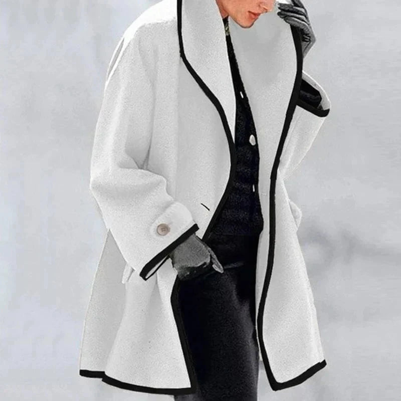 Lavinque Jacket Blanc / S Manteau Élégant à Bordures Contrastées | Chic & Chaleur | Idéal pour l’Hiver