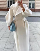 Lavinque Jacket Blanc / S Manteau Long Élégant Ceinturé | Chic | Chaleur et Raffinement