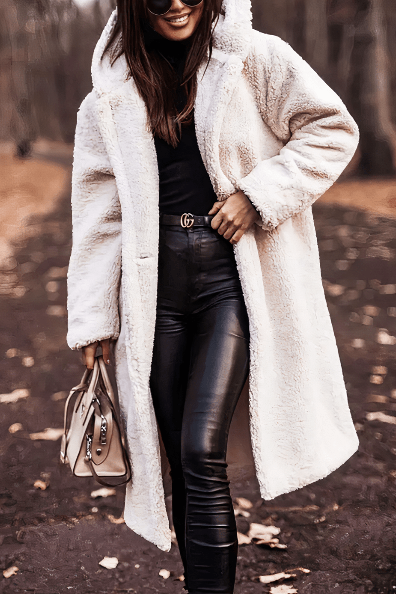 Lavinque Jacket Blanc / S Manteau Long en Fausse Fourrure | Élégance | Chaleur et Style Intemporel