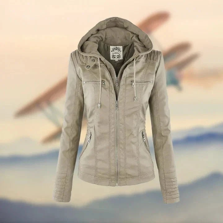 Lavinque Jacket Blanc / S Veste Aviateur en Similicuir | Style Vintage | Élégance et Caractère