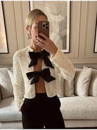 Lavinque Jacket Blanc / S Veste Courte en Tweed | Nœuds Élégants | Chic et Raffiné