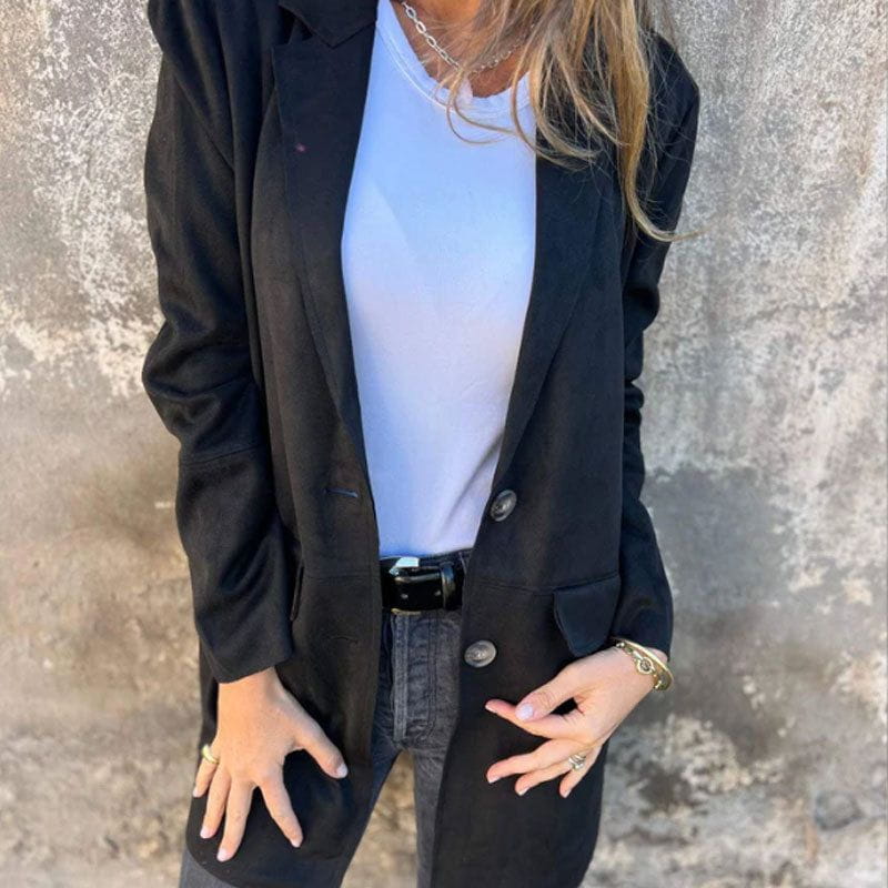 Lavinque Jacket Blazer Long en Suédine | Élégance & Confort | Style Intemporel