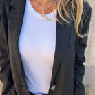 Lavinque Jacket Blazer Long en Suédine | Élégance & Confort | Style Intemporel