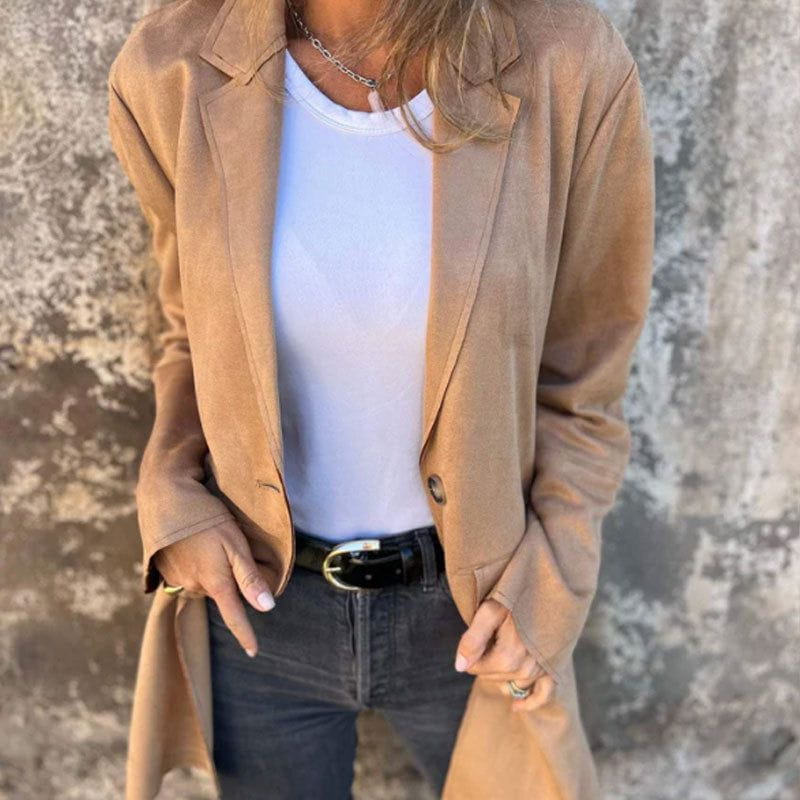 Lavinque Jacket Blazer Long en Suédine | Élégance & Confort | Style Intemporel