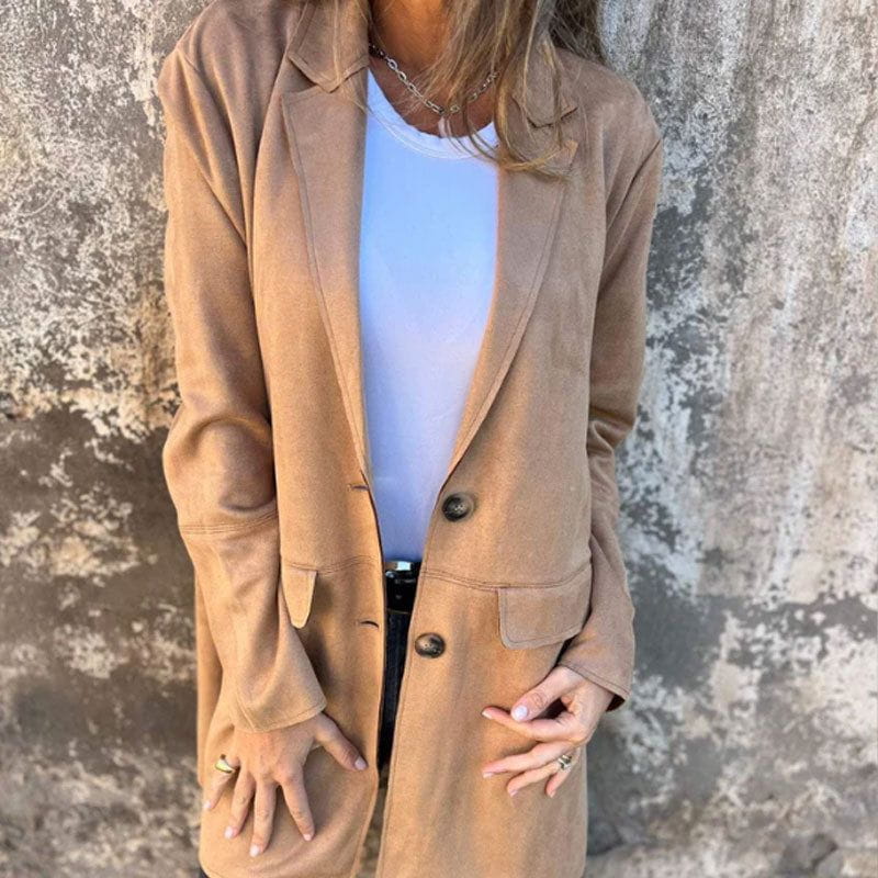 Lavinque Jacket Blazer Long en Suédine | Élégance & Confort | Style Intemporel