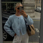 Lavinque Jacket Bleu Clair / XS Veste Courte en Tweed | Chic & Intemporelle | Élégance Parisienne