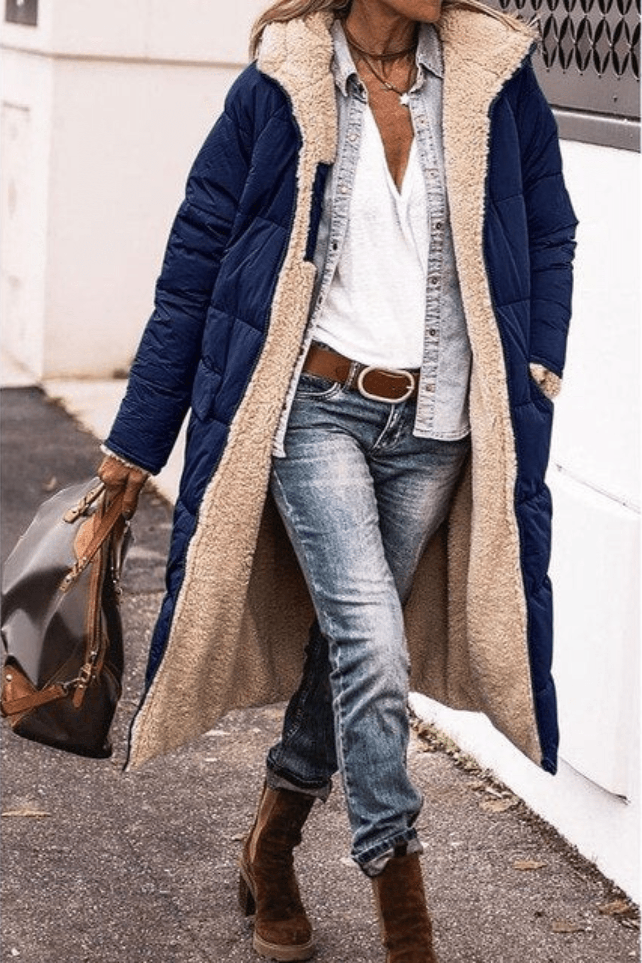 Lavinque Jacket Bleu foncé / S Doudoune Longue Doublée en Fourrure | Hiver | Chaleur et Style Décontracté