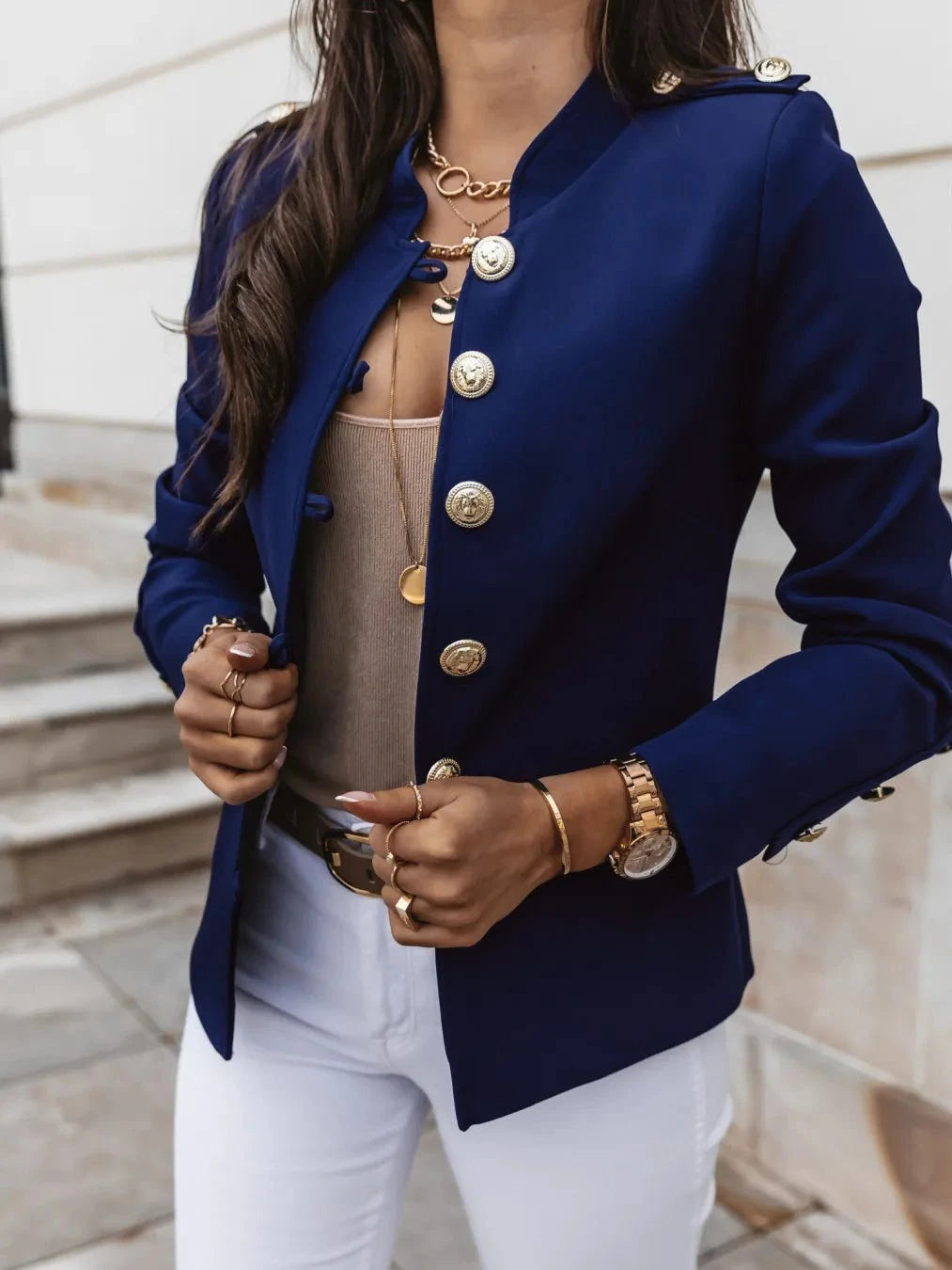 Lavinque Jacket Bleu Marine / S Blazer Militaire Chic | Élégant | Structuré et Tendance