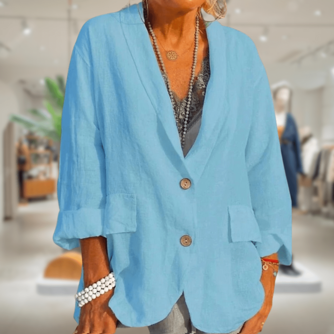 Lavinque Jacket Bleu / S Blazer Lin Décontracté | Beige | Élégance Naturelle et Confort