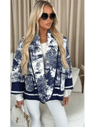 Lavinque Jacket Bleu / S Blouson Oversize Imprimé | Chic & Moderne | Look Urbain Tendance