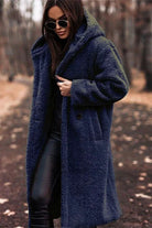 Lavinque Jacket Bleu / S Manteau Long Femme | Effet Mouton & Chaleur | Élégance Hivernale