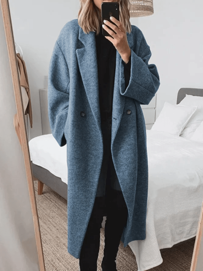 Lavinque Jacket Bleu / S Manteau Long Femme | Oversize & Élégant | Chaleur et Style Intemporel