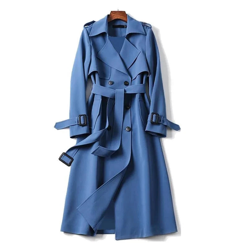 Lavinque Jacket Bleu / S Trench Long Ceinturé | Élégance Intemporelle | Chic et Structuré