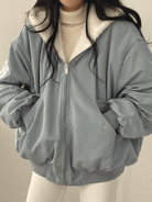 Lavinque Jacket Bleu / S Veste Oversize Hiver | Doublée en Fourrure | Chaude et Tendance