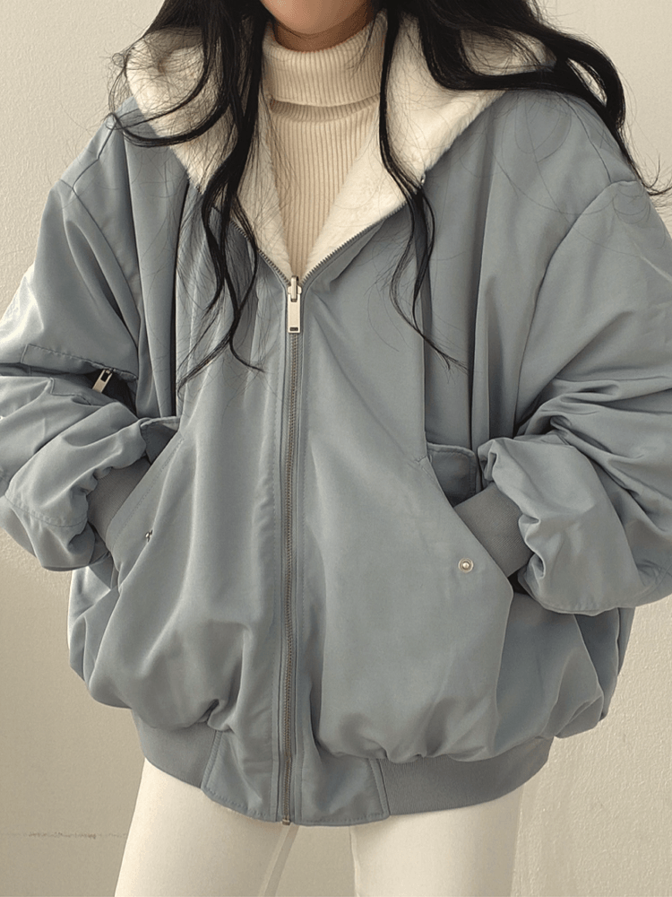 Lavinque Jacket Bleu / S Veste Oversize Hiver | Doublée en Fourrure | Chaude et Tendance
