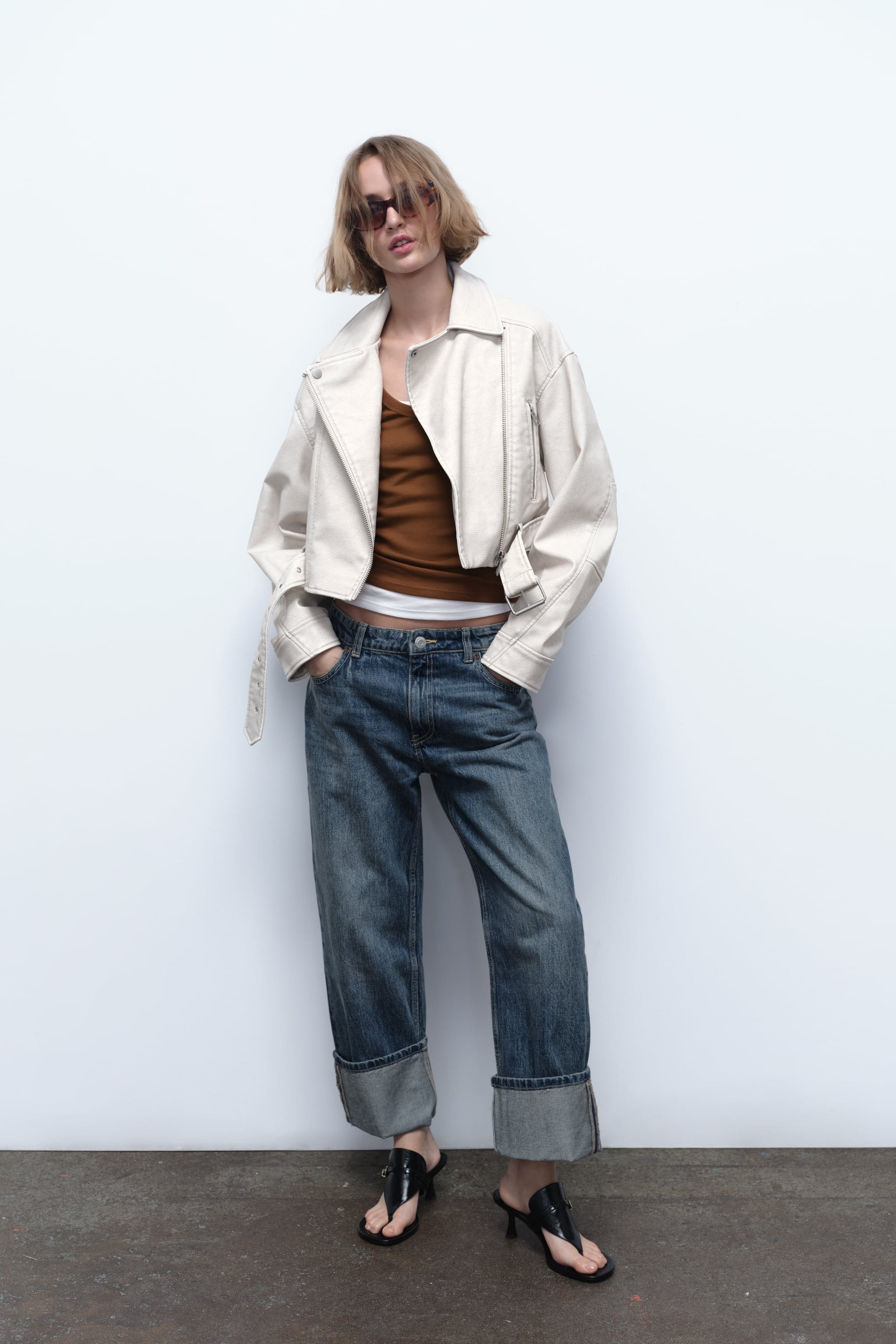 Lavinque Jacket Blouson Court en Similicuir | Coupe Oversize | Tendance et Moderne