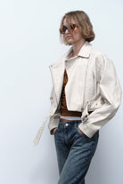 Lavinque Jacket Blouson Court en Similicuir | Coupe Oversize | Tendance et Moderne