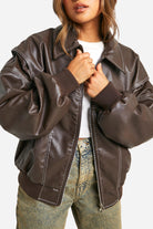 Lavinque Jacket Blouson Oversize en Similicuir | Streetwear | Style et Audace
