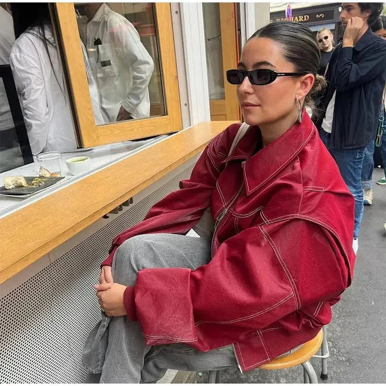 Lavinque jacket Blouson Oversize en Similicuir | Tendance & Urbain | Look Audacieux