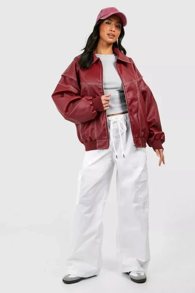 Lavinque jacket Blouson Oversize en Similicuir | Tendance & Urbain | Look Audacieux