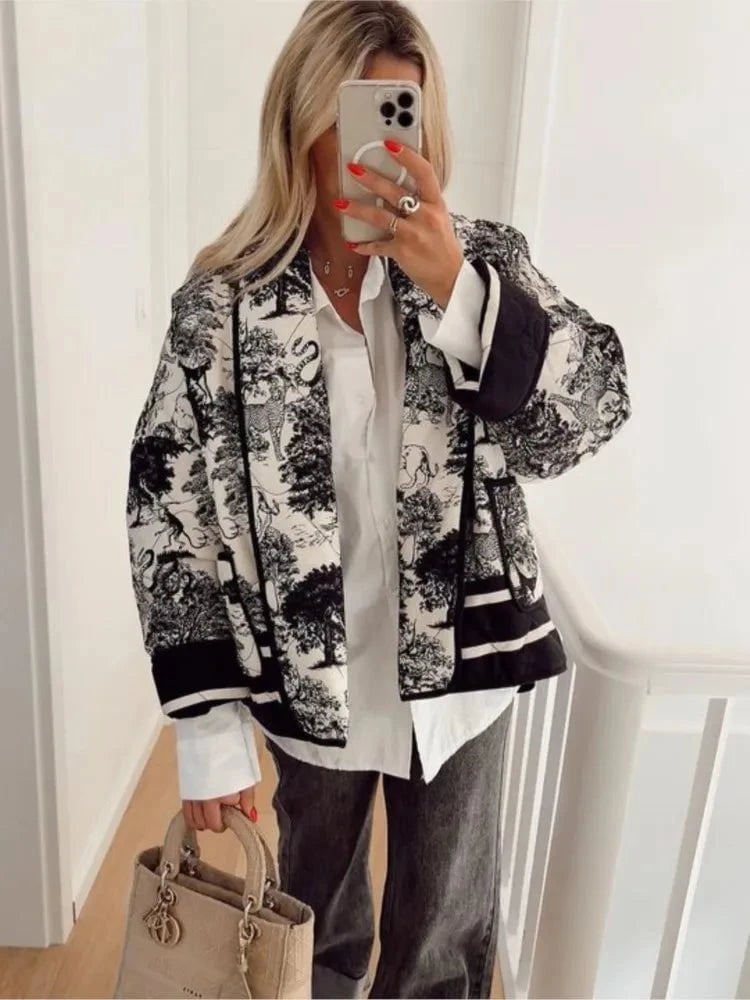 Lavinque Jacket Blouson Oversize Imprimé | Chic & Moderne | Look Urbain Tendance