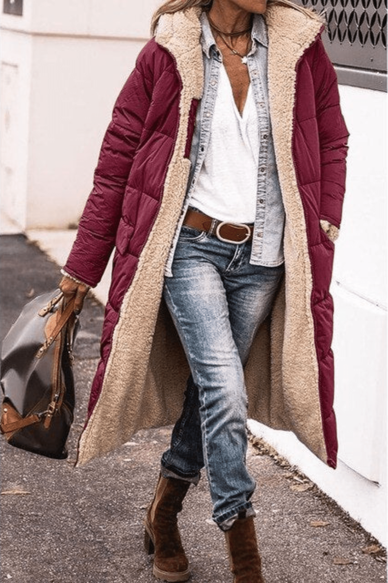 Lavinque Jacket Bourgogne / S Doudoune Longue Doublée en Fourrure | Hiver | Chaleur et Style Décontracté