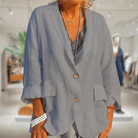 Lavinque Jacket Gris / S Blazer Lin Décontracté | Beige | Élégance Naturelle et Confort