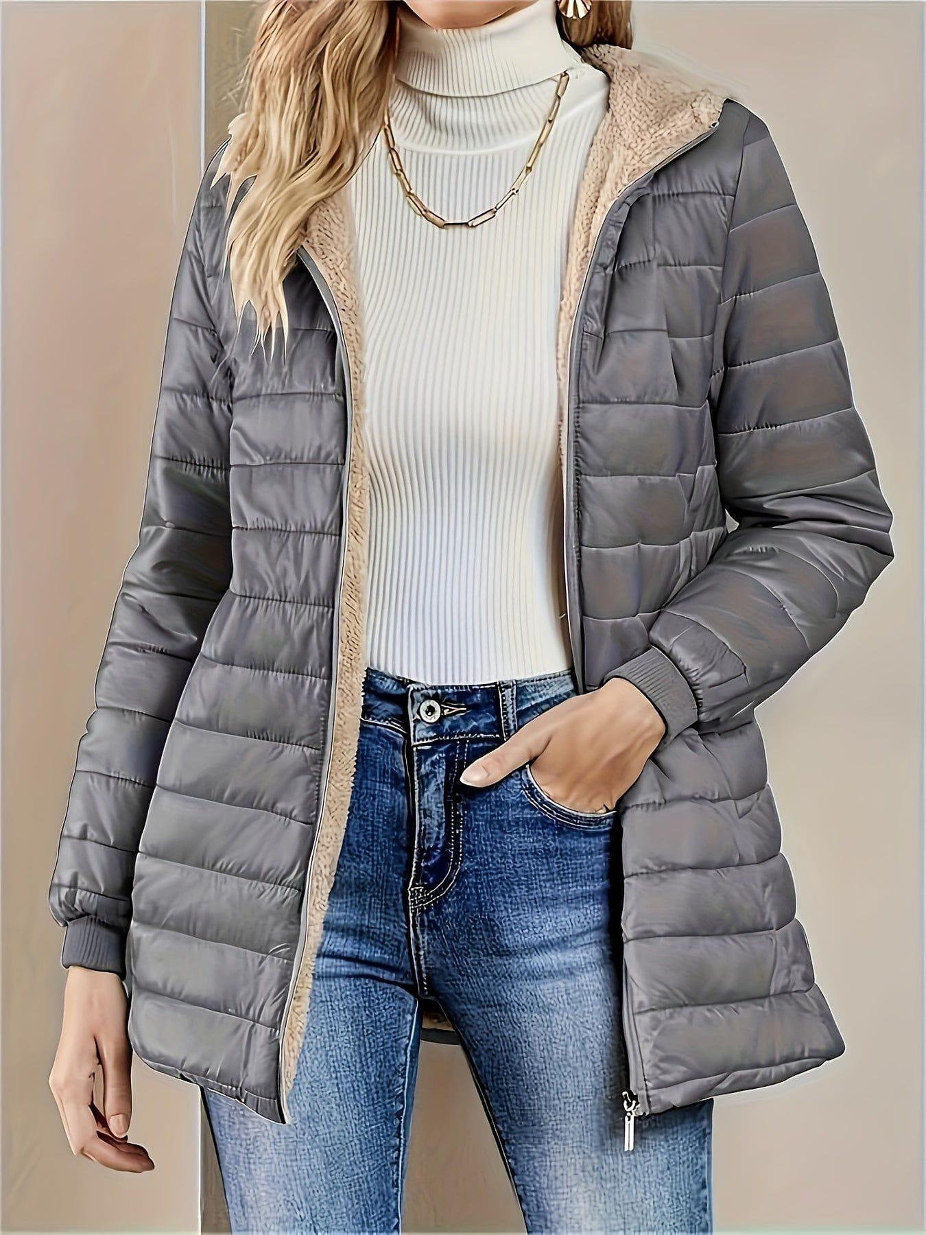 Lavinque Jacket Gris / S Doudoune Légère à Capuche | Confort | Chaude et Élégante
